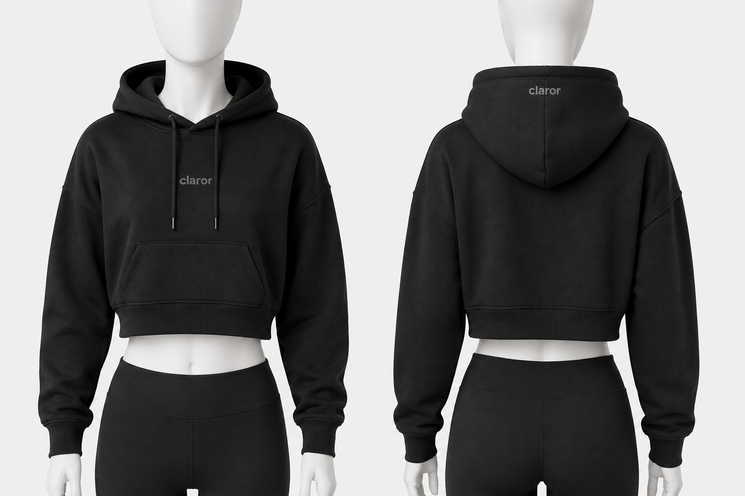 Dessuadora crop top negra Claror